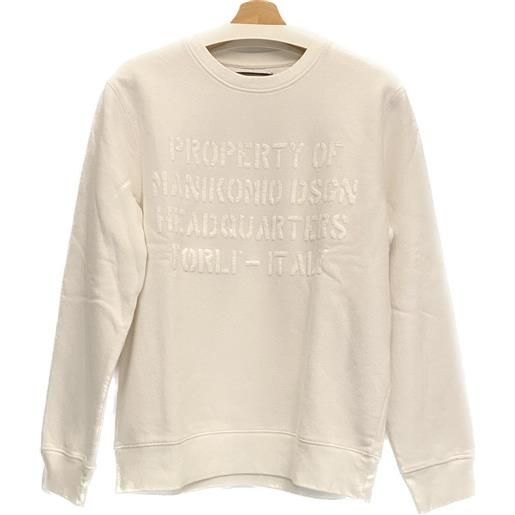 Manikomio dsgn aviator's sweatshirt felpa in cotone, white, tg m bianco