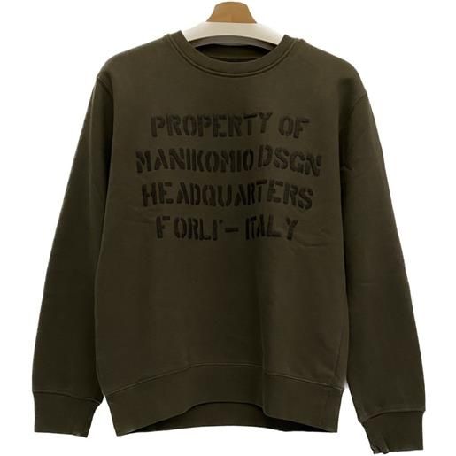 Manikomio dsgn aviator's sweatshirt felpa in cotone, military, tg l verde