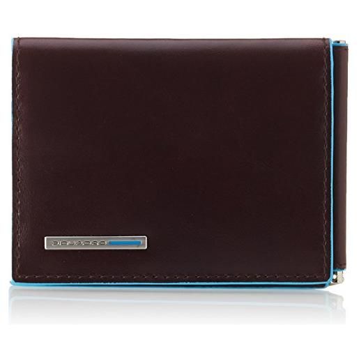 Piquadro portafoglio uomo collezione blue square portamonete, pelle, mogano, 10 cm