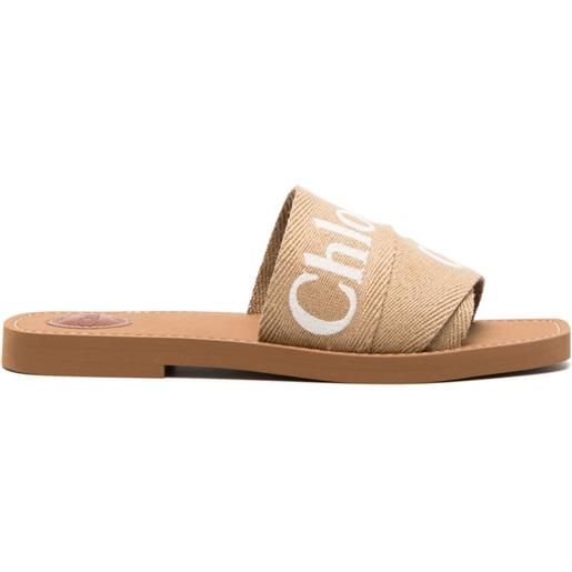 Chloé sandali con suola piatta woody con logo - toni neutri