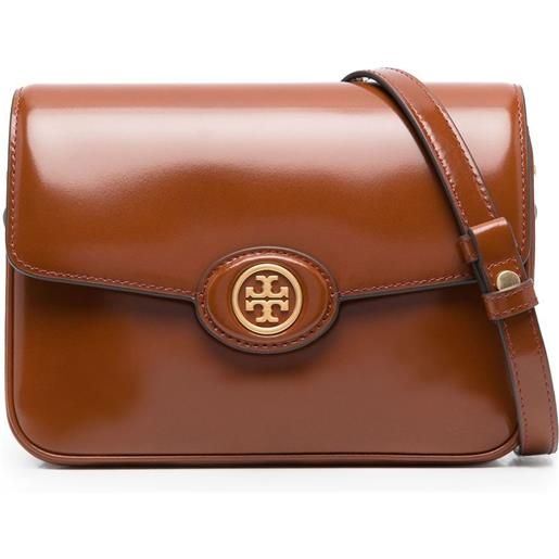 Tory Burch borsa a tracolla con placca logo - marrone