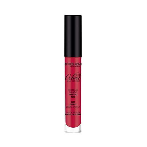 Deborah fluid velvet lipstick n. 21 poppy red lunga tenuta, con mix di oli per labbra idratate, morbide e vellutate