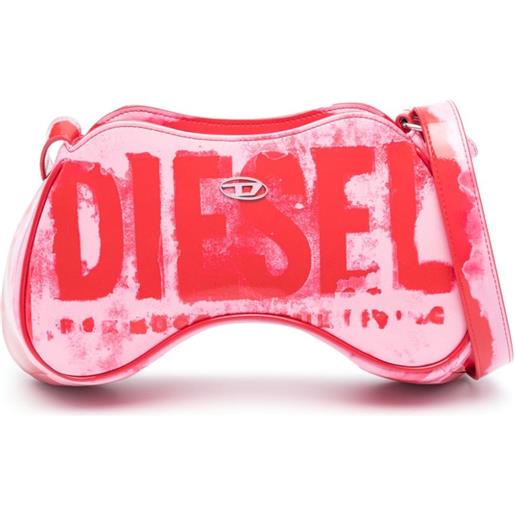 Diesel borsa a spalla play con placca logo - rosa