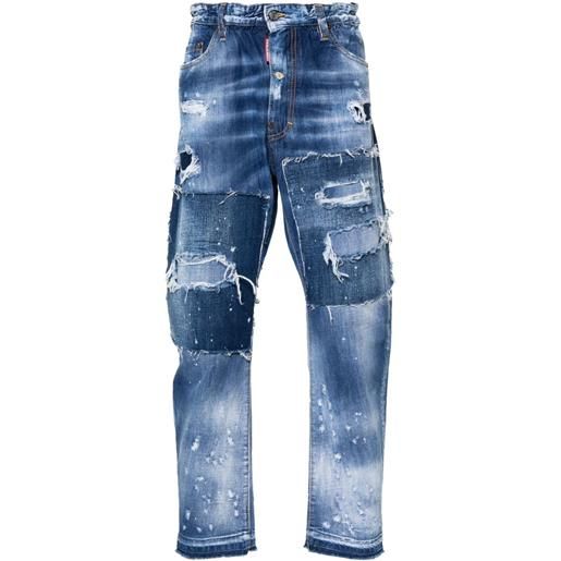 Dsquared2 jeans big brother con design patchwork - blu