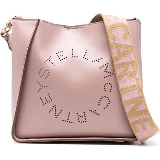Stella McCartney borsa a spalla con logo traforato - rosa