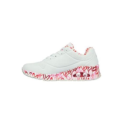 Skechers uno loving love, scarpe da ginnastica donna, bianco white multicolor, 40 eu