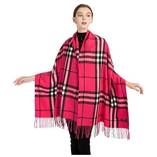 YAOMEI unisex donna pashmina sciarpa, 2020 donna morbido inverno plaid scialle maglia scialle, warm stole per il tempo libero e il commercio(lattice-cachi)