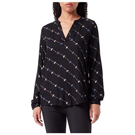 KAFFE women's v-neck-camicia a maniche lunghe con stampa a v donna, black/infinity graphic lines, 44