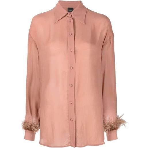 PINKO blusa con bordo di piume - rosa