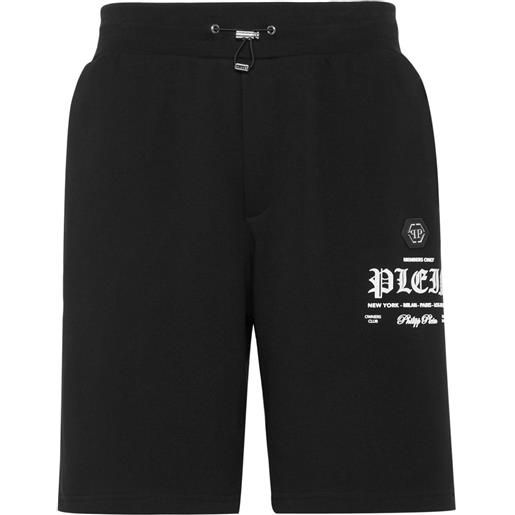 Philipp Plein shorts sportivi con logo goffrato - nero