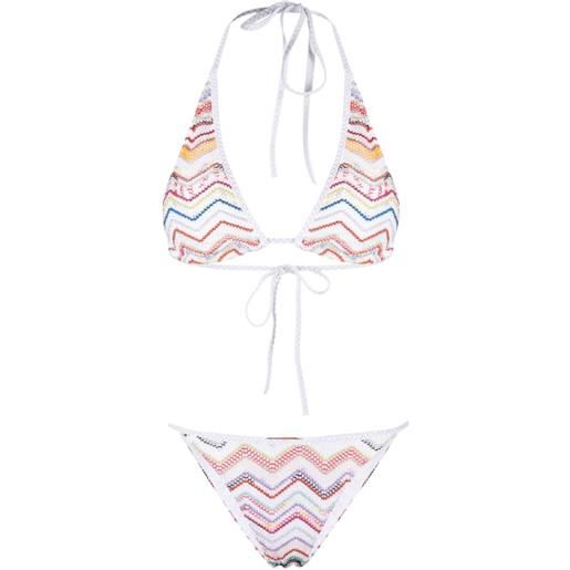 Missoni bikini a triangolo con motivo a zigzag - bianco