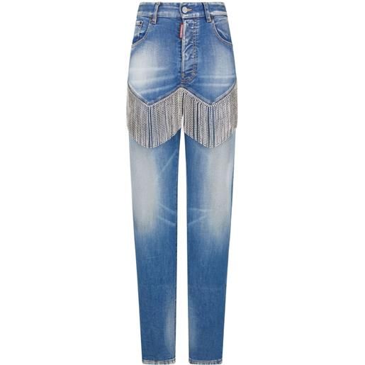 Dsquared2 jeans slim con strass - blu