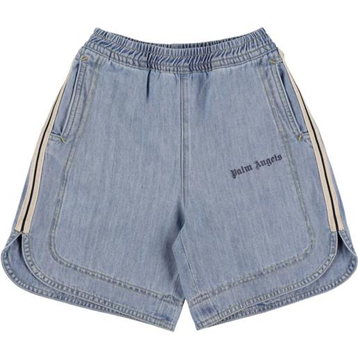 PALM ANGELS shorts pa track in cotone chambray