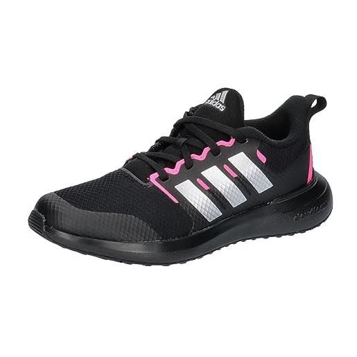 adidas fortarun 2.0, scarpe da ginnastica unisex - bambini e ragazzi, core black silver met lucid pink, 40 eu