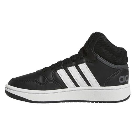 adidas hoops mid shoes, sneakers unisex - bambini e ragazzi, core black ftwr white grey six, 32 eu
