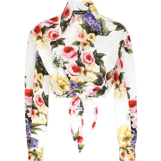 Dolce & Gabbana camicia crop a fiori - toni neutri