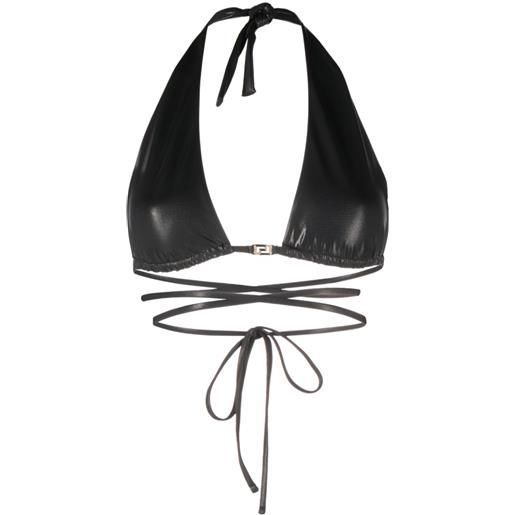 Versace top bikini a triangolo greca - nero