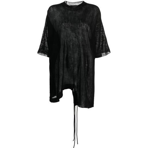 Y's maglione asimmetrico semi trasparente - nero