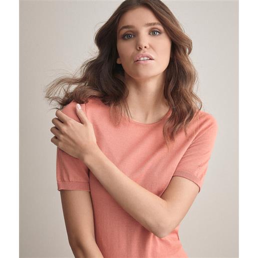 Falconeri maglia manica corta girocollo in cashmere ultrafine rosa gloss