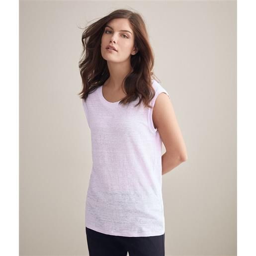 Falconeri t-shirt scollo barchetta lino viola chiaro malva