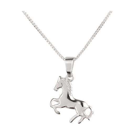 FIVE-D set collana ciondolo piccolo cavallo pony argento 925 ciondolo per bambini, argento sterling, nessuna pietra preziosa