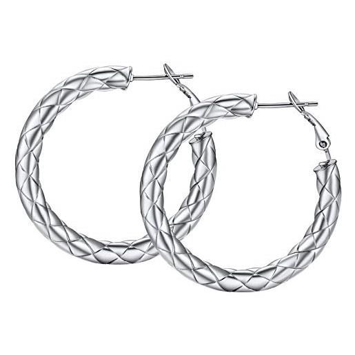 FOCALOOK orecchini a cerchio donna acciaio argento 80mm orecchini anelli grandi orecchini acciaio inossidabile