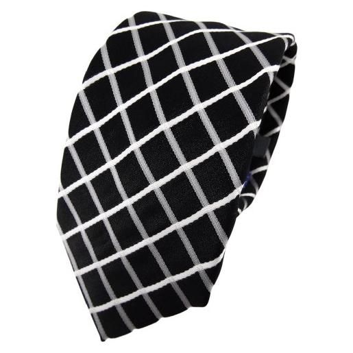 Enrico Sarto cravatta di seta di qualità - nero grigio bianco a scacchi - cravatta in seta