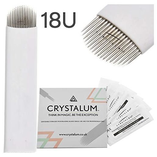 CRYSTALUM® microblading lame 18u pin 0.18mm x10 pro aghi strumento per trucco sopracciglia by crystalum