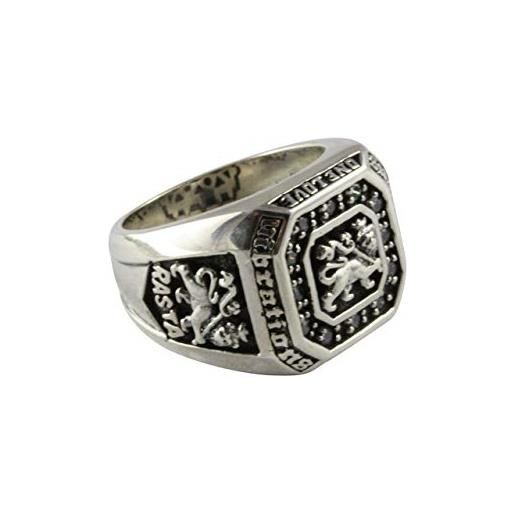 myringshop anello rasta con leone e zirconi, in argento 925, da uomo. E argento, 71 (22.6), colore: trasparente, cod. 383