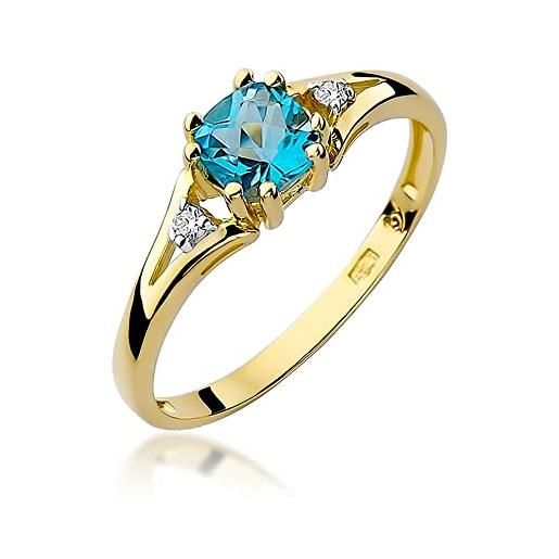 MARKO anello da donna in oro con topazio da 0,70 carati e diamanti da 0,03 carati, oro 14 carati (585) | anello da donna in oro #15