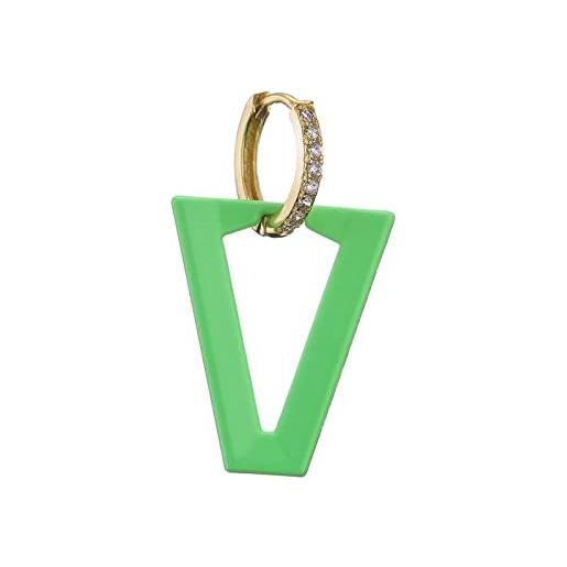 JrenBox orecchini a cerchio pendenti per donna triangolo neon verde fluorescente rettangolo cristallo geometrico oro argento spilla da balia, n
