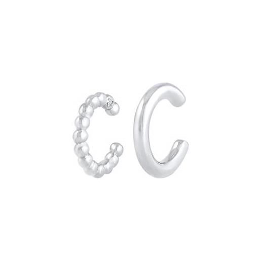 Elli orecchini set di 2 earcuff a sfera basic minimal in argento sterling 925 per donna