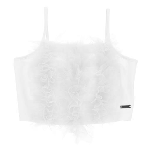 Monnalisa top cotone con rouches tulle