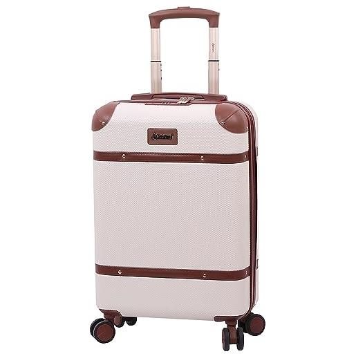 Aerolite valigia rigida in abs con 8 ruote, stile vintage, con 4 ruote ultra silenziose hinomoto dual spinner e lucchetto tsa, crema, cabin
