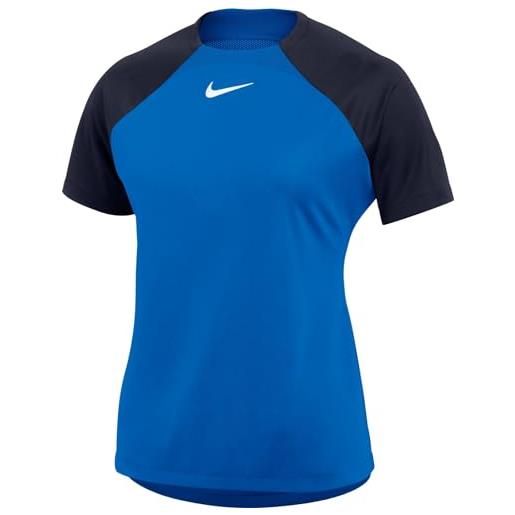 Nike w nk df acdpr ss top k, t-shirt donna, ossidiana/royal blu/bianco, m
