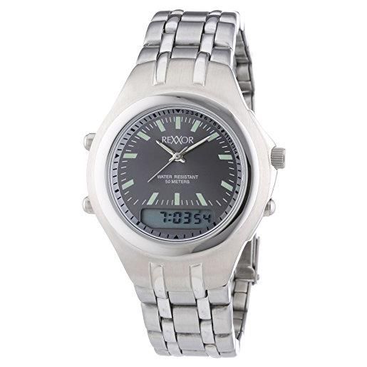 Rexxor 242-7904-88 orologio da polso, analogico/digitale, uomo, acciaio inossidabile, argento