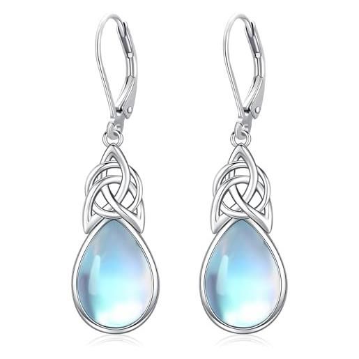 Friggem orecchini donna, orecchini nodo celtico pietra di luna in argento sterling 925 e orecchini fortunati gioielli donna regali per mamma donna ragazza