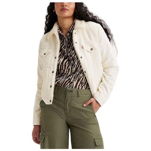 Levi's giacca sherpa velluto a coste e pelle levis originale bianco s, bianco, s