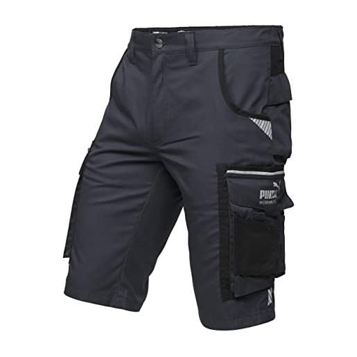 PUMA work wear - pantaloncini da lavoro di alta qualità, con molte tasche e materiale rinforzato, nero fluo, 46