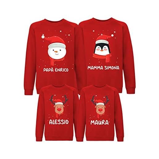 bubbleshirt felpe famiglia natale coordinate natalizie personalizzabili pupazzo di neve pinguino renna felpe girocollo personalizzate con nome