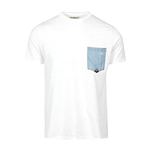 Roy roger's t-shirt manica corta da uomo marchio, modello pocket heavy jersey chambray p23rru172cd55xxxx, realizzato in cotone. Xxl bianco
