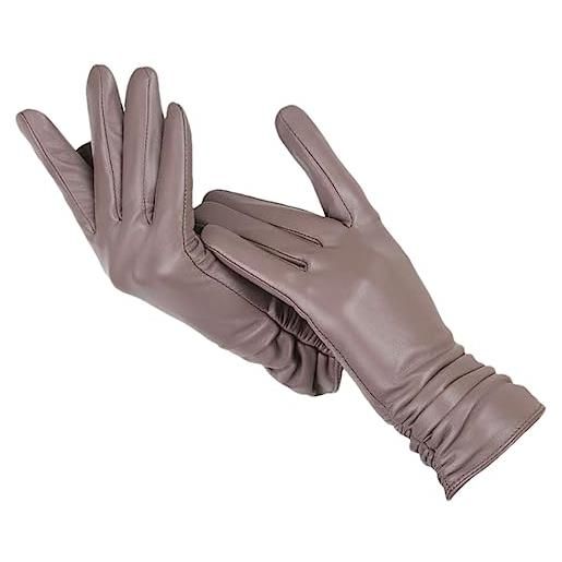 Fulbant guanti classici da donna in pelle plissettata guanti invernali in pelle di montone colorata a 7