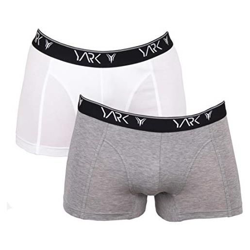 YARK boxer uomo cotone pack 2 elasticizzato bianco e grigio filo di scozia bicolor (xl 48/50 it uomo)