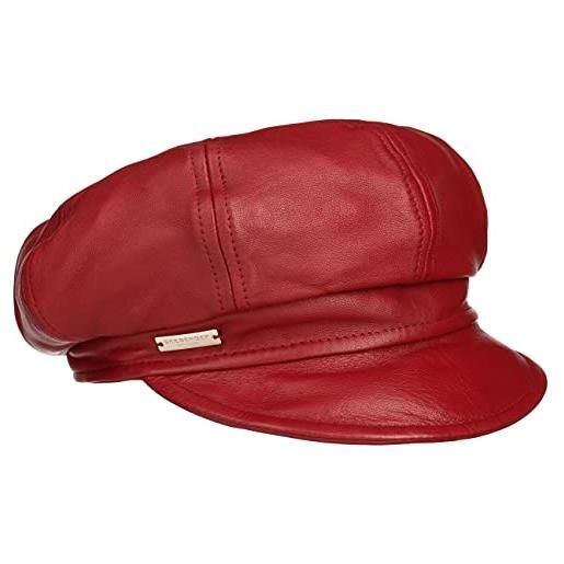Seeberger berretto newsboy in pelle cappello baker boy cappellino da donna l (58-59 cm) - rosso