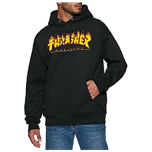 Thrasher men's godzilla flame black long sleeve pullover hoodie l