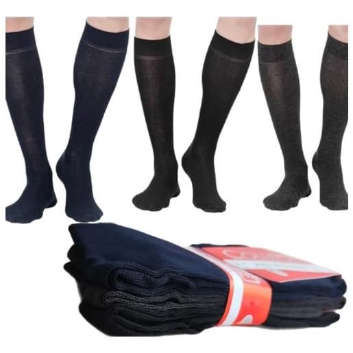 calze college 12 paia calze lunghe uomo cotone filo di scozia elasticizzato qualità dal produttore al consumatore (43-46, nero)
