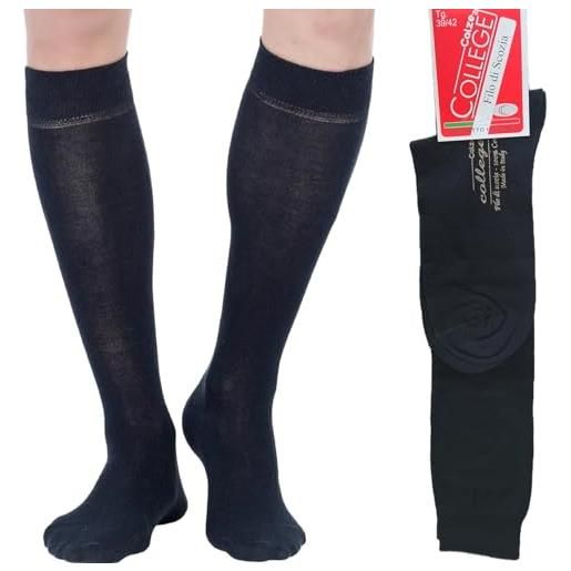 calze college 12 paia calze lunghe uomo cotone filo di scozia elasticizzato qualità dal produttore al consumatore (39-42, blu)