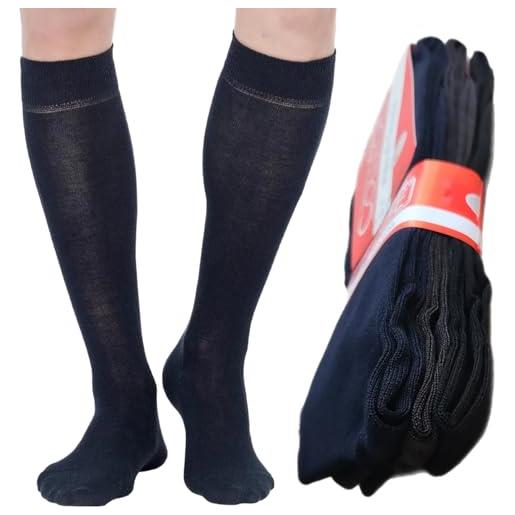 calze college 12 paia calze lunghe uomo cotone filo di scozia elasticizzato qualità dal produttore al consumatore (43-46, blu)