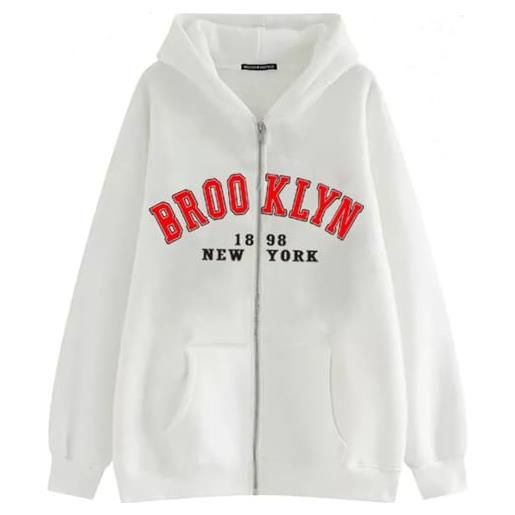 Silver Basic unisex brooklyn classic vintage regalo new york city state hoodies uomo donna casual giacca sportiva oversized maglie maglione tops s, blue. White-1