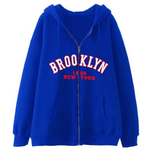 Silver Basic unisex brooklyn classic vintage regalo new york city state hoodies uomo donna casual giacca sportiva oversized maglie maglione tops xl, blue. White-1